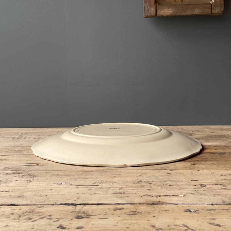 サルグミンヌ花リムプレート フランスアンティーク アンティーク 大きな深皿 花リム Ivoire フランス サルグミンヌ