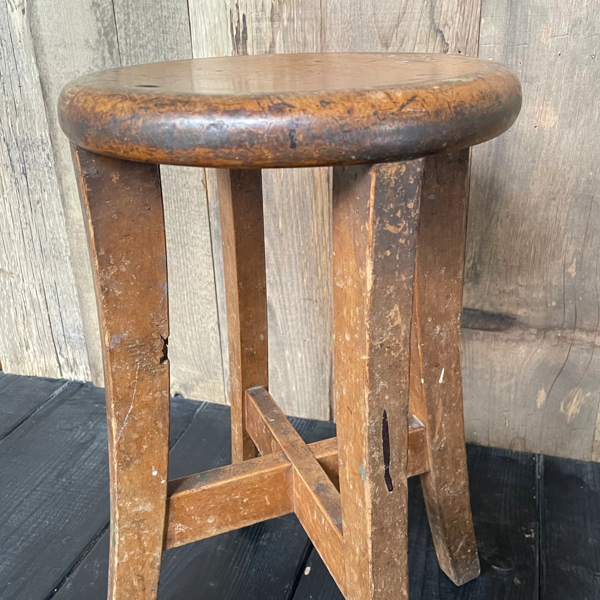 木製スツール　昭和　ビンテージ　ジャパンアンティーク　チェア　レトロ 古い木製丸椅子 アンティークスツール 古い木の椅子 ジャパン