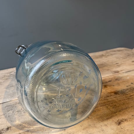 青花柄　蓋付きガラス保存瓶　キャニスター　1.5L　フランスビンテージ