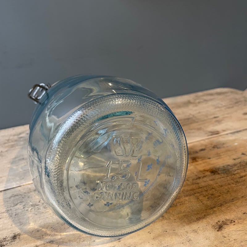 青花柄 蓋付きガラス保存瓶 キャニスター 1.5L フランスビンテージ