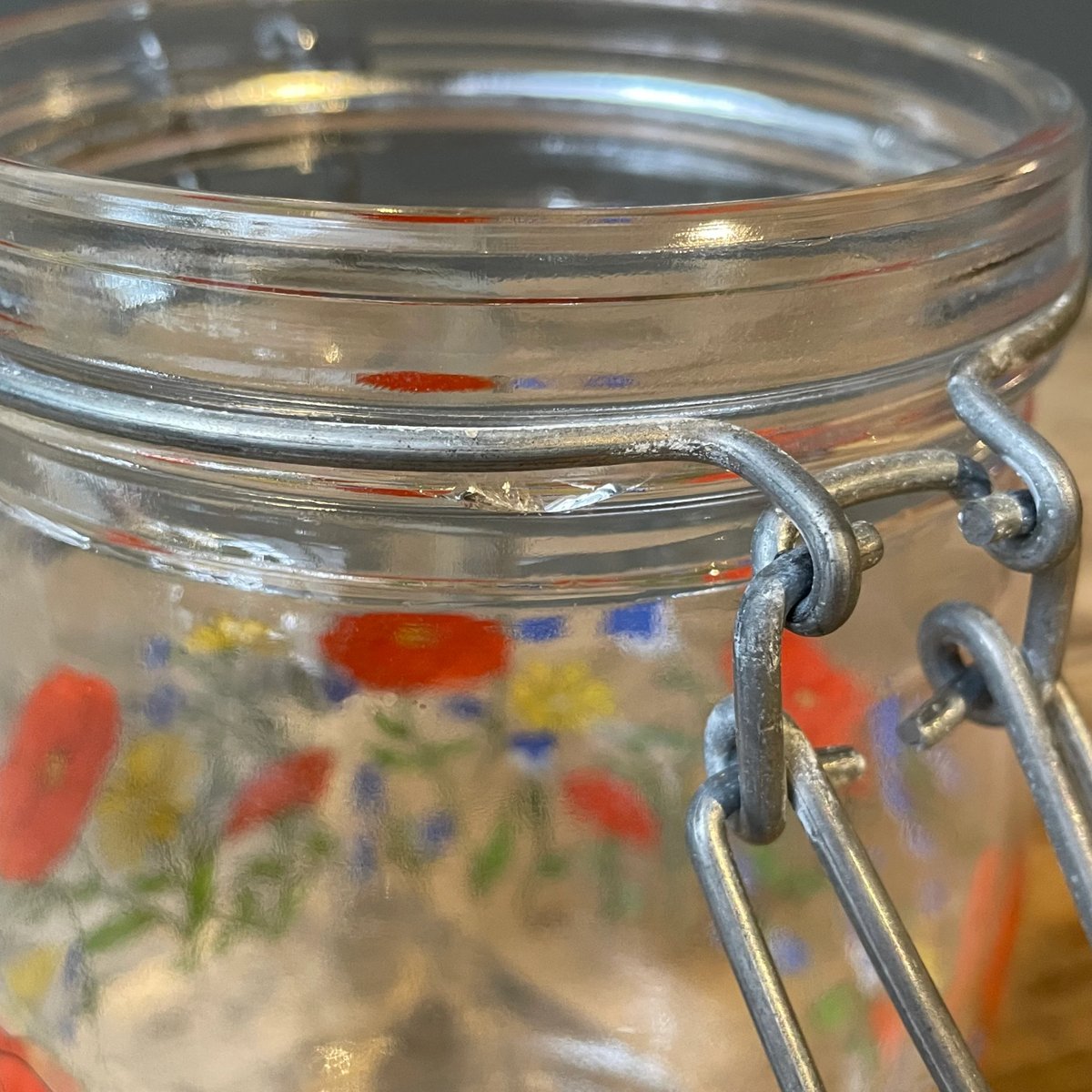 花柄 蓋付きガラス保存瓶 キャニスター 1L フランスビンテージ