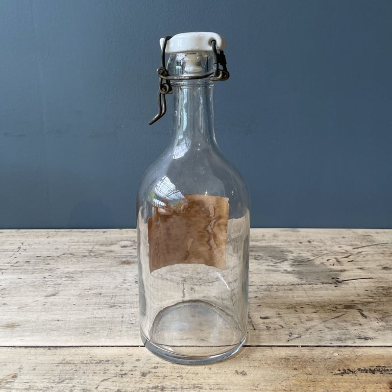 中世アンティークガラス瓶 蓋付きラベル付きガラス瓶 フランスアンティーク | OGISHIMA COFFEE