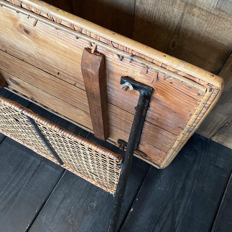 ラタン　ローテーブル　アンティーク　レトロ ヴィンテージ ラタン ローテーブル - アンティーク、ビンテージ