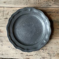 ピューター　花リムプレート　24cm　フランスアンティーク　⑬