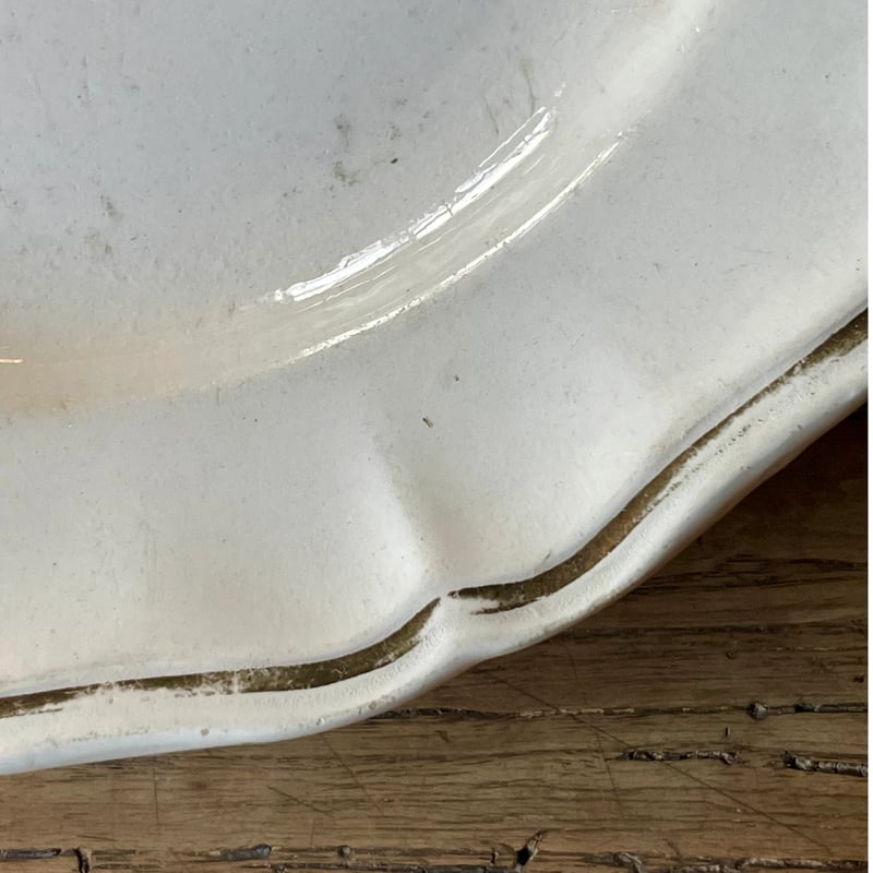 Sarreguemines 金継ぎ 金縁花リムプレート 25cm フランスアンティーク