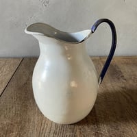陶器ピシェ　　持ち手ブルー　フランスアンティーク