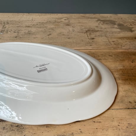 Sarreguemines　金縁オーバルプレート　31cm　フランスアンティーク