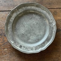 ピューター　花リムプレート　24㎝　フランスアンティーク　㉖