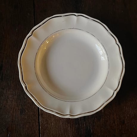 Sarreguemines　金縁　花リムプレート　25㎝　フランスアンティーク　③