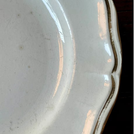 Sarreguemines　金継ぎ　金縁花リムプレート　25cm　フランスアンティーク　①