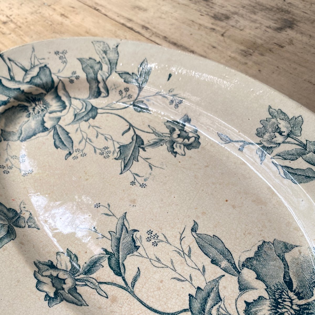 ROSE de NOEL クリスマスローズ柄 オーバルプレート 36.5cm フランス