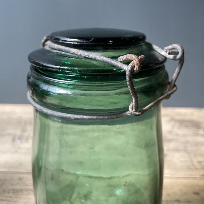 L'IDEALE 蓋付きガラス保存瓶 1L フランスアンティーク