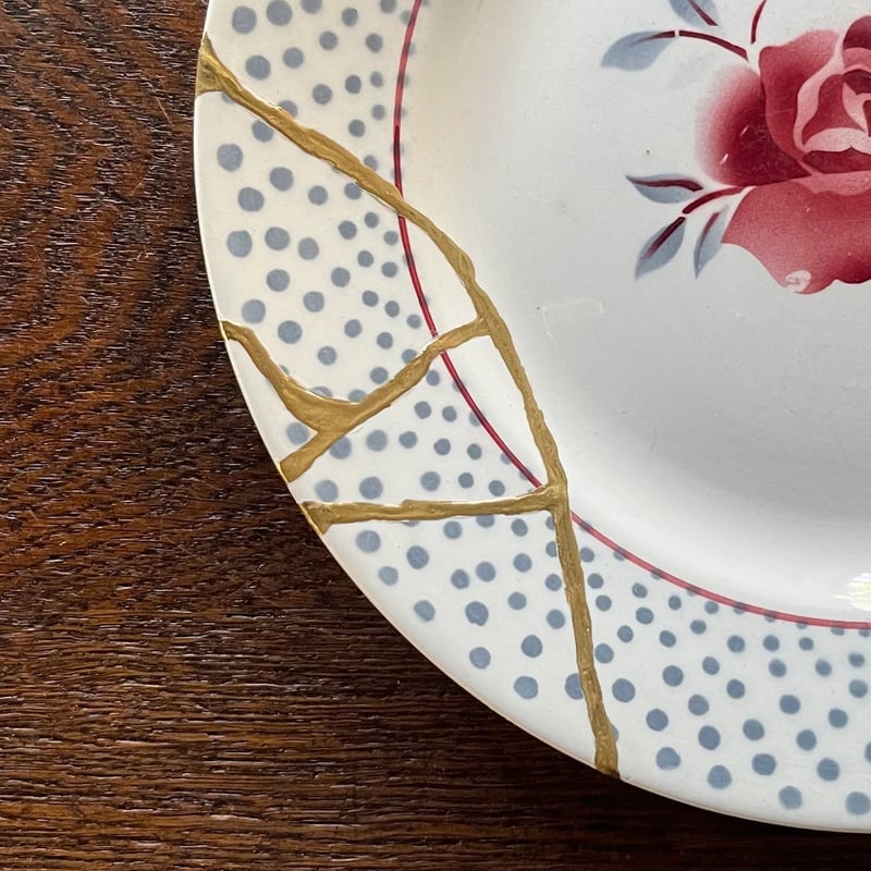 DIGOIN Sarreguemines プレート金継ぎ③ 22.5㎝ フランスアンティーク