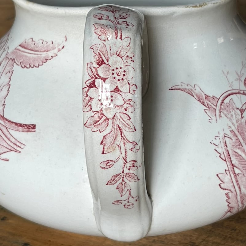 陶器ピシェ 花柄赤 フランスアンティーク ③ | OGISHIMA COFFEE Antiques
