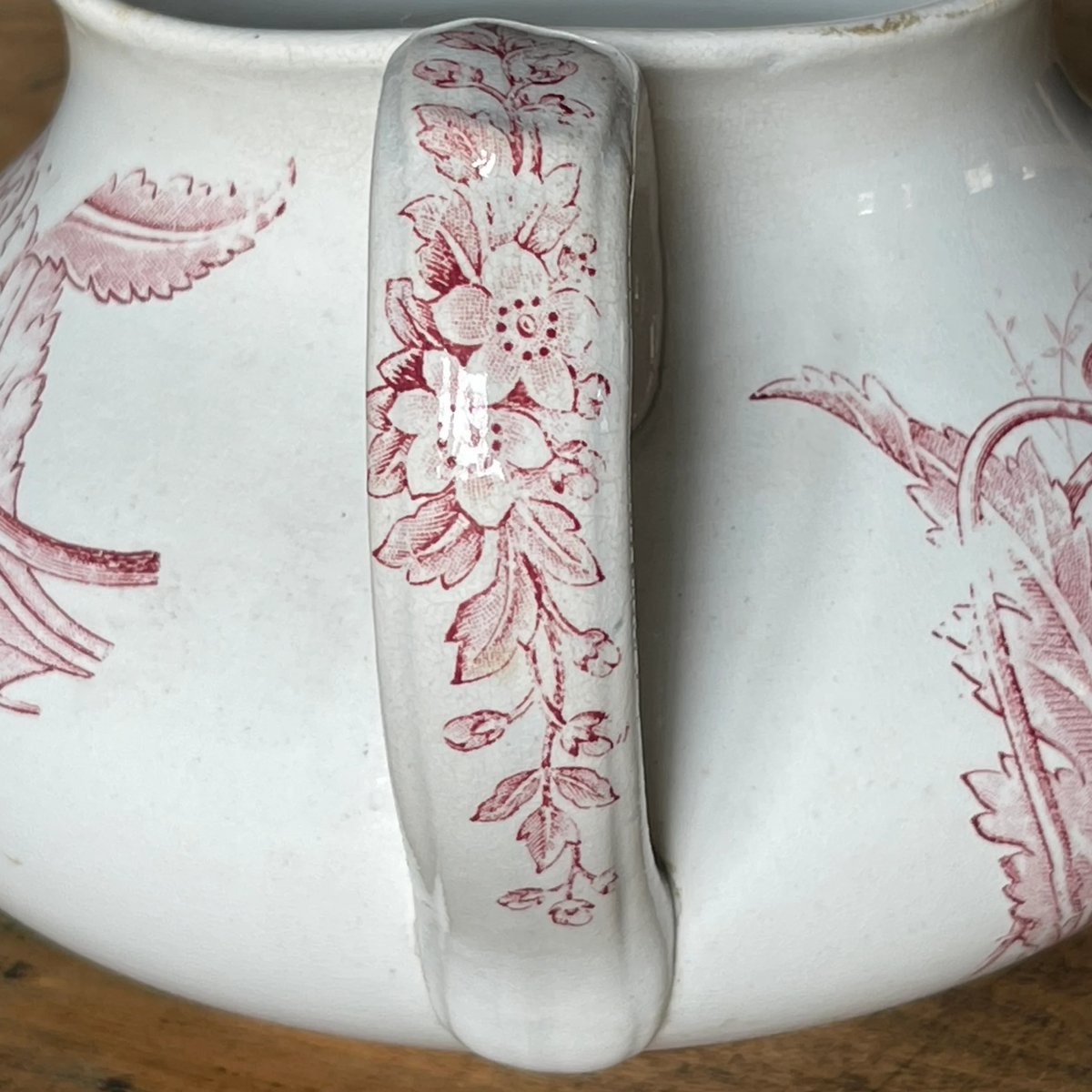 陶器ピシェ 花柄赤 フランスアンティーク ③ | OGISHIMA COFFEE Antiques