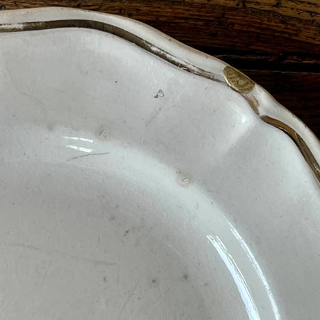 Sarreguemines　金継ぎ　金縁花リムプレート　25cm　フランスアンティーク　①