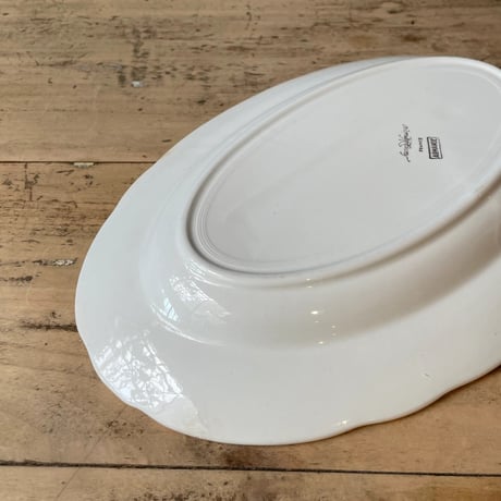 Sarreguemines　金縁オーバルプレート　31cm　フランスアンティーク