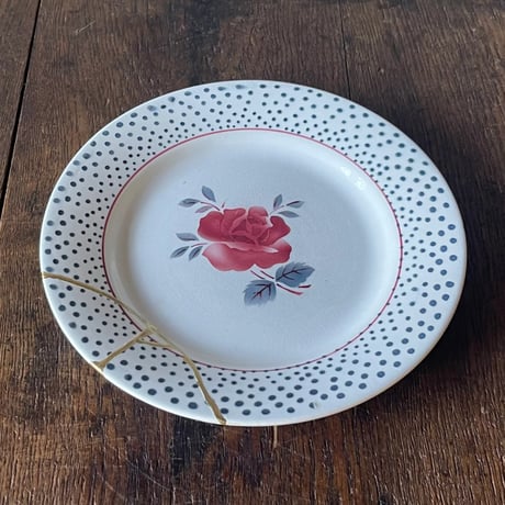 DIGOIN Sarreguemines プレート金継ぎ②　22.5㎝　フランスアンティーク