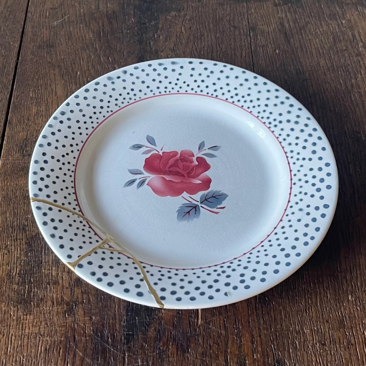 DIGOIN Sarreguemines プレート金継ぎ② 22.5㎝ フランスアンティーク