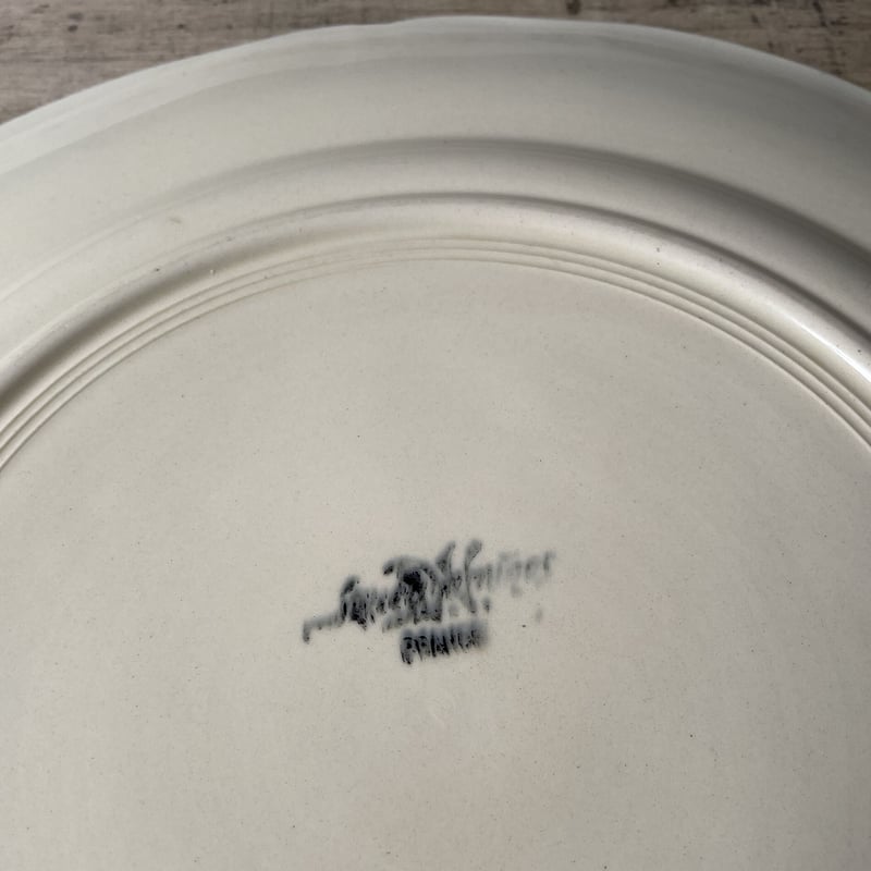 Sarreguemines 花リムプレート 31cm フランスアンティーク ① Sarreguemines 花リムプレート 31cm フランスアンティーク ①