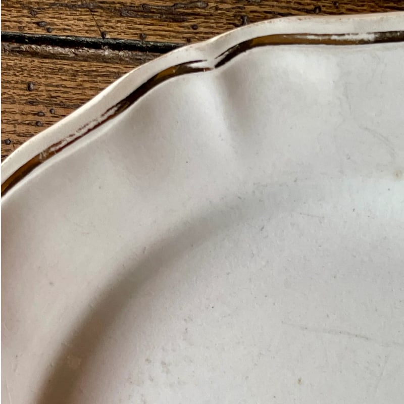 Sarreguemines 金継ぎ 金縁花リムプレート 25cm フランス