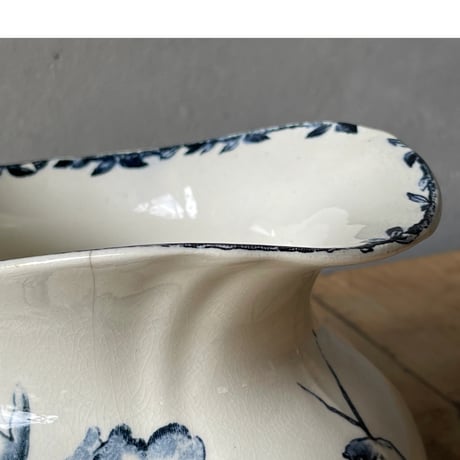 H.BOULENGER＆Cie　陶器ピシェ　花柄ブルー　フランスアンティーク  ②