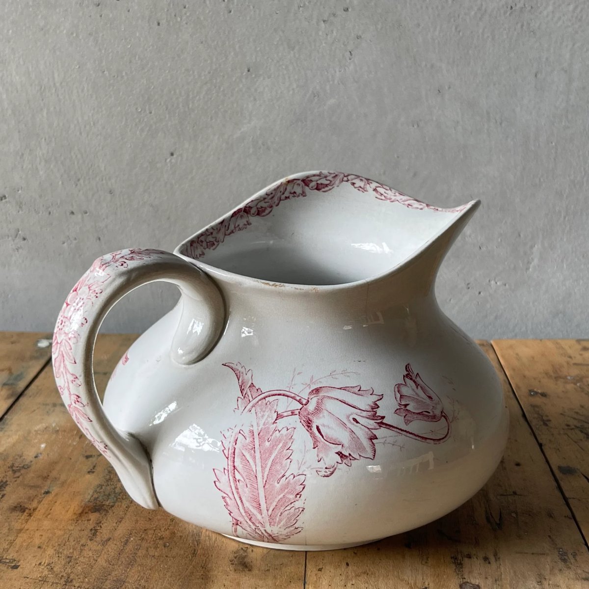 陶器ピシェ 花柄赤 フランスアンティーク ③ | OGISHIMA COFFEE Antiques