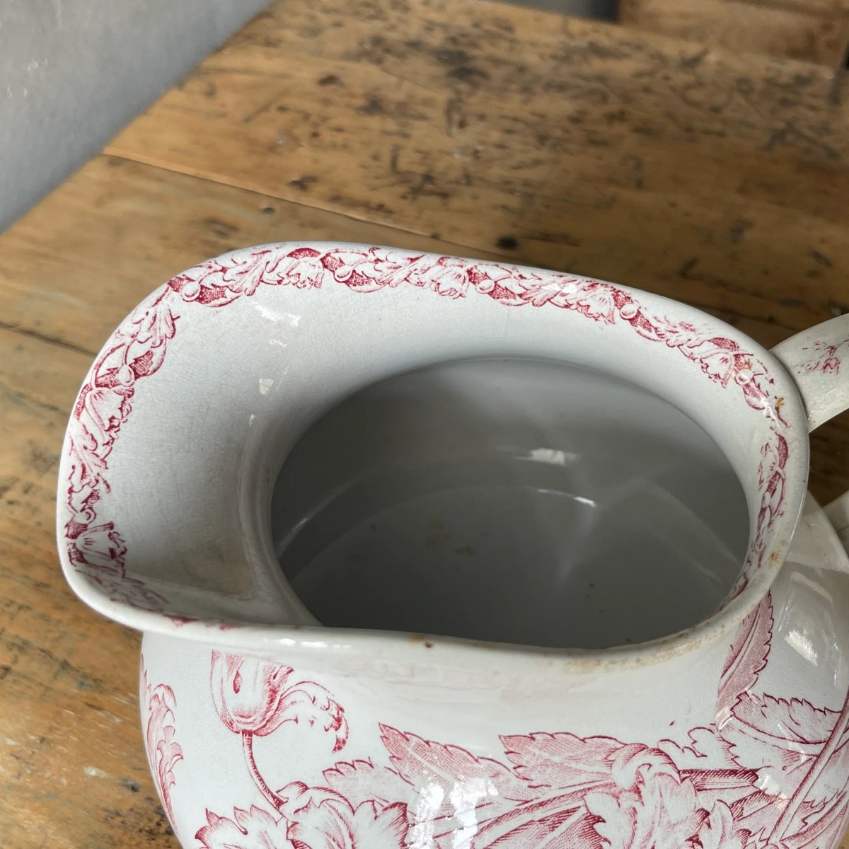 陶器ピシェ 花柄赤 フランスアンティーク ③ | OGISHIMA COFFEE Antiques