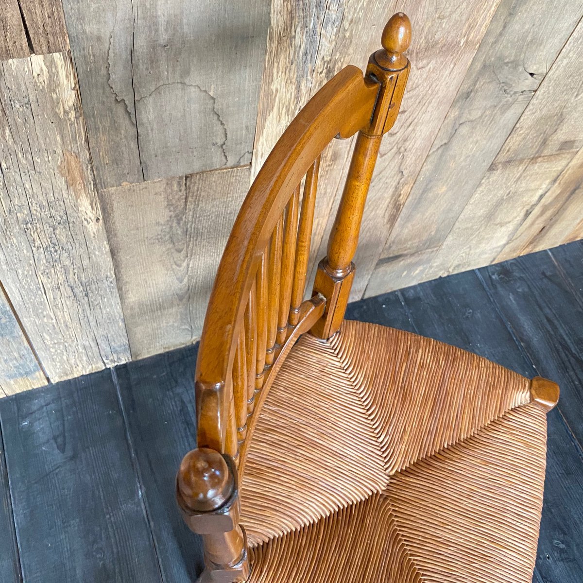 フランスアンティーク猫脚ダイニングチェア/イス/ラッシュシート(90-164-2 フランスアンティーク猫脚ダイニングチェア/イス/ラッシュシート