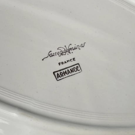 Sarreguemines　金縁オーバルプレート　31cm　フランスアンティーク