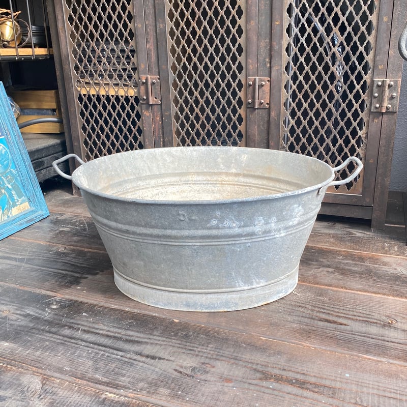 ブリキ製 たらい フランスアンティーク 53cm | OGISHIMA COFFEE Anti
