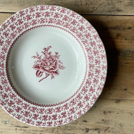 Lunéville  English Style  バラ柄スーププレート　23㎝　フランスアンティーク