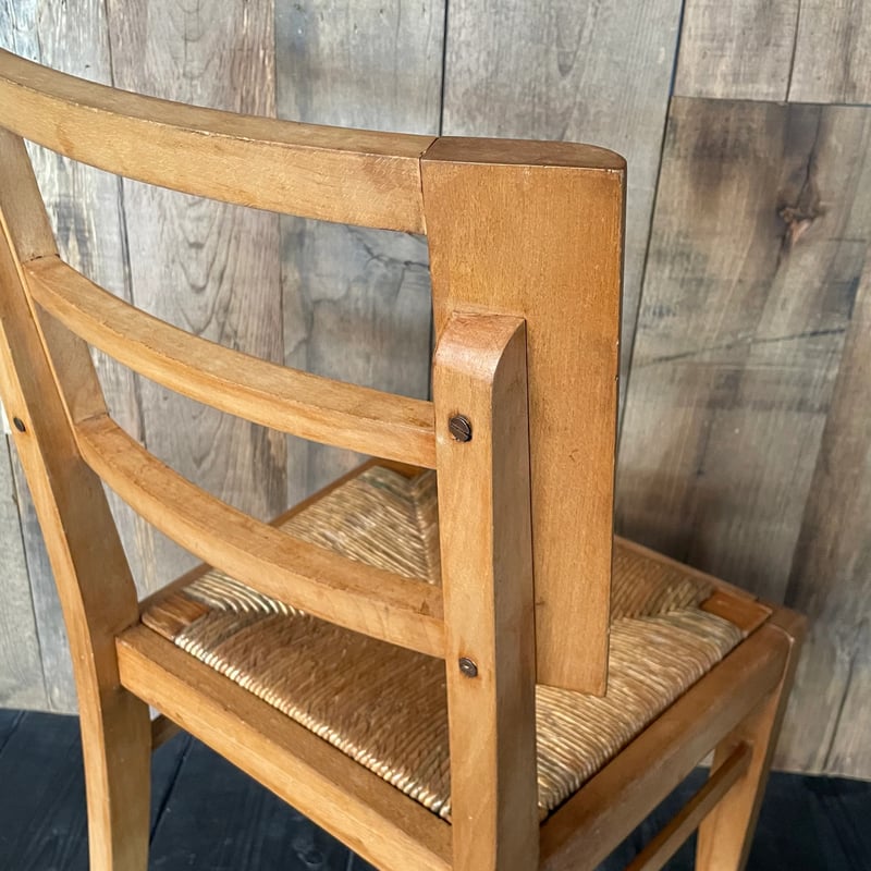 カフェチェア ラッシュシート アンティーク椅子 木製フレーム ブラウン ラッシュシートチェア フランスアンティーク ⑰-2 | OGISHIMA COFFEE