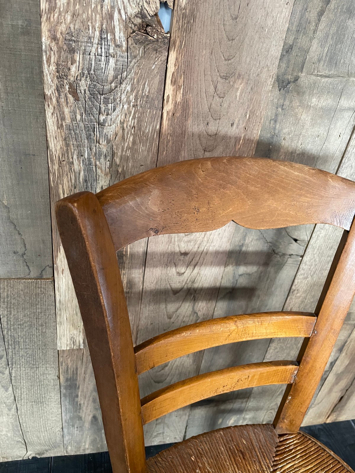 フランスアンティーク木製スツール/イス/ラッシュシートチェア(85-241-2)