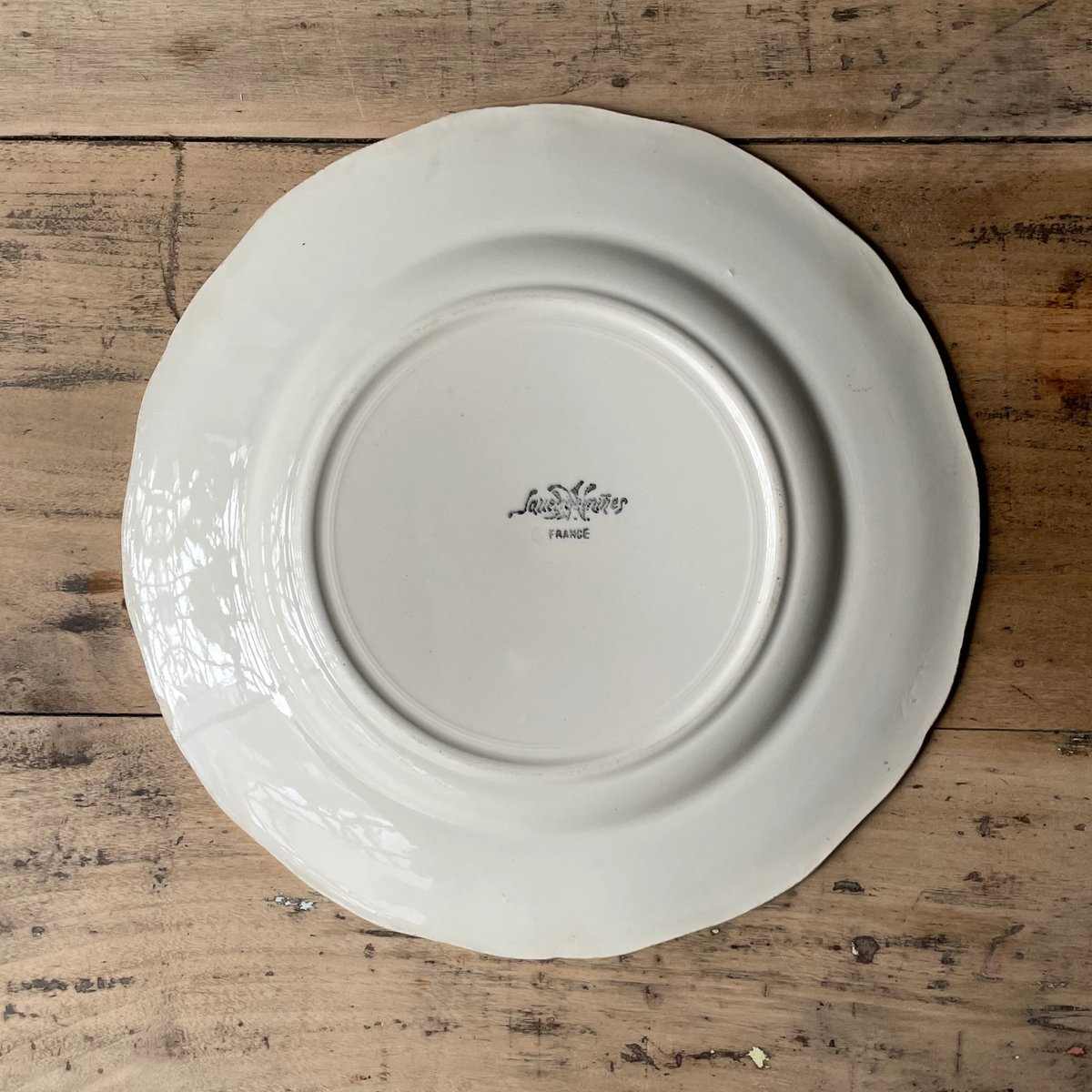 Sarreguemines 金継ぎ 金縁花リムプレート 25cm フランス Sarreguemines 金継ぎ 金縁花リムプレート 25cm フランス