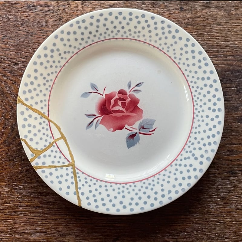 DIGOIN Sarreguemines プレート金継ぎ③ 22.5㎝ フランスアンティーク