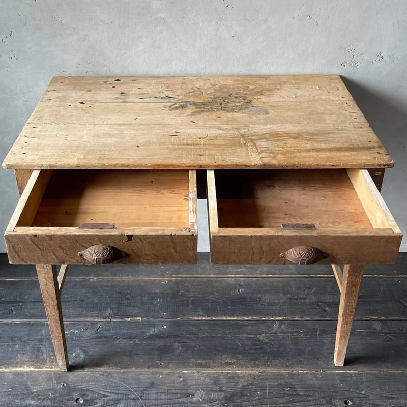 フランスアンティーク木製テーブル 引き出し付き/作業台/1人用/デスク/机 引き出し付き木製テーブル フランスアンティーク ⑥ | OGISHIMA COFFEE