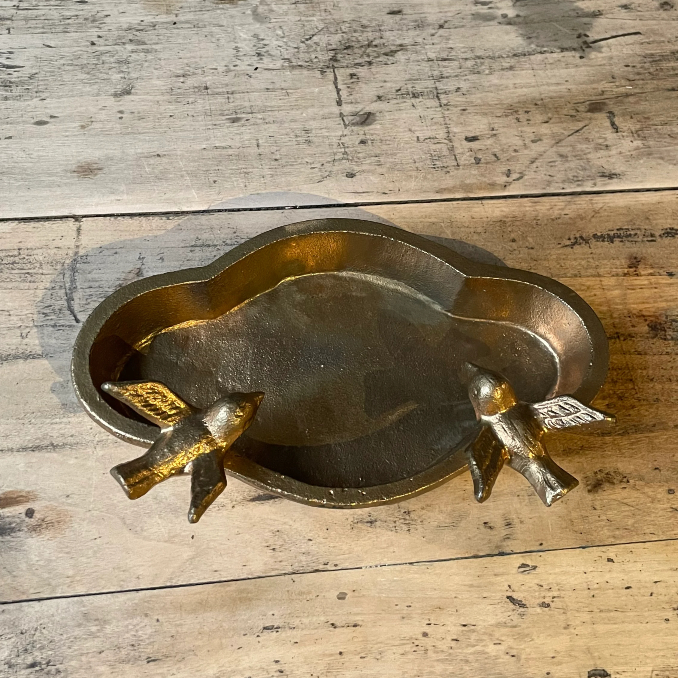 フランス　アンティーク　美しいお花と鳥さんのトレイ 金属製小鳥トレイ フランスアンティーク | OGISHIMA COFFEE Antiques