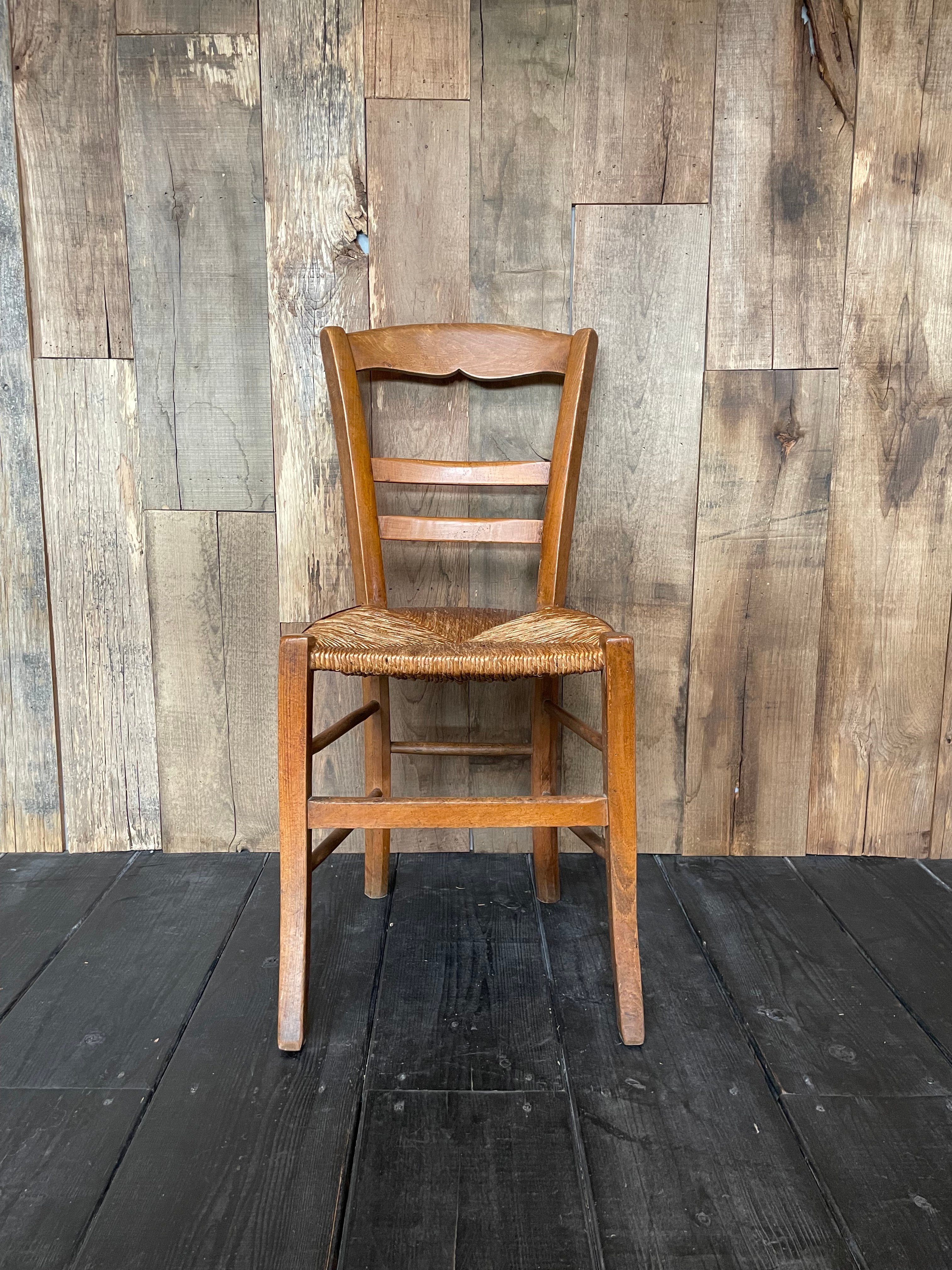 フランス　キッズチェア　ラッシュ編チェア　無垢材　ブロカント　オブジェ　古家具 ラッシュシートチェア フランスアンティーク ⑰-2 | OGISHIMA COFFEE