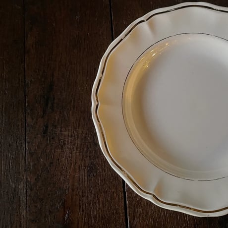 Sarreguemines　金縁　花リムプレート　25㎝　フランスアンティーク　③