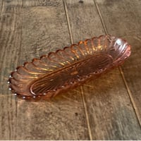 ビンテージ　ピンクガラス　オーバルディッシュ　大