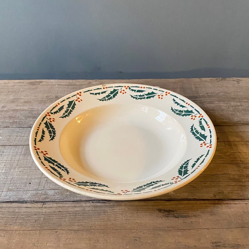 Lunéville HOUX（ヒイラギ）深皿プレート 22.5㎝ フランスアンティーク