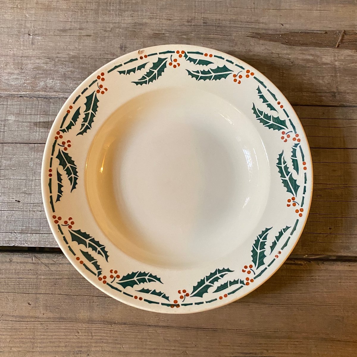 Lunéville HOUX（ヒイラギ）深皿プレート 22.5㎝ フランスアンティーク