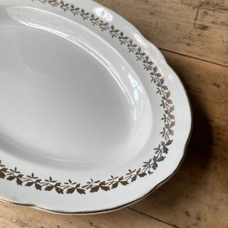 Sarreguemines　金縁オーバルプレート　31cm　フランスアンティーク