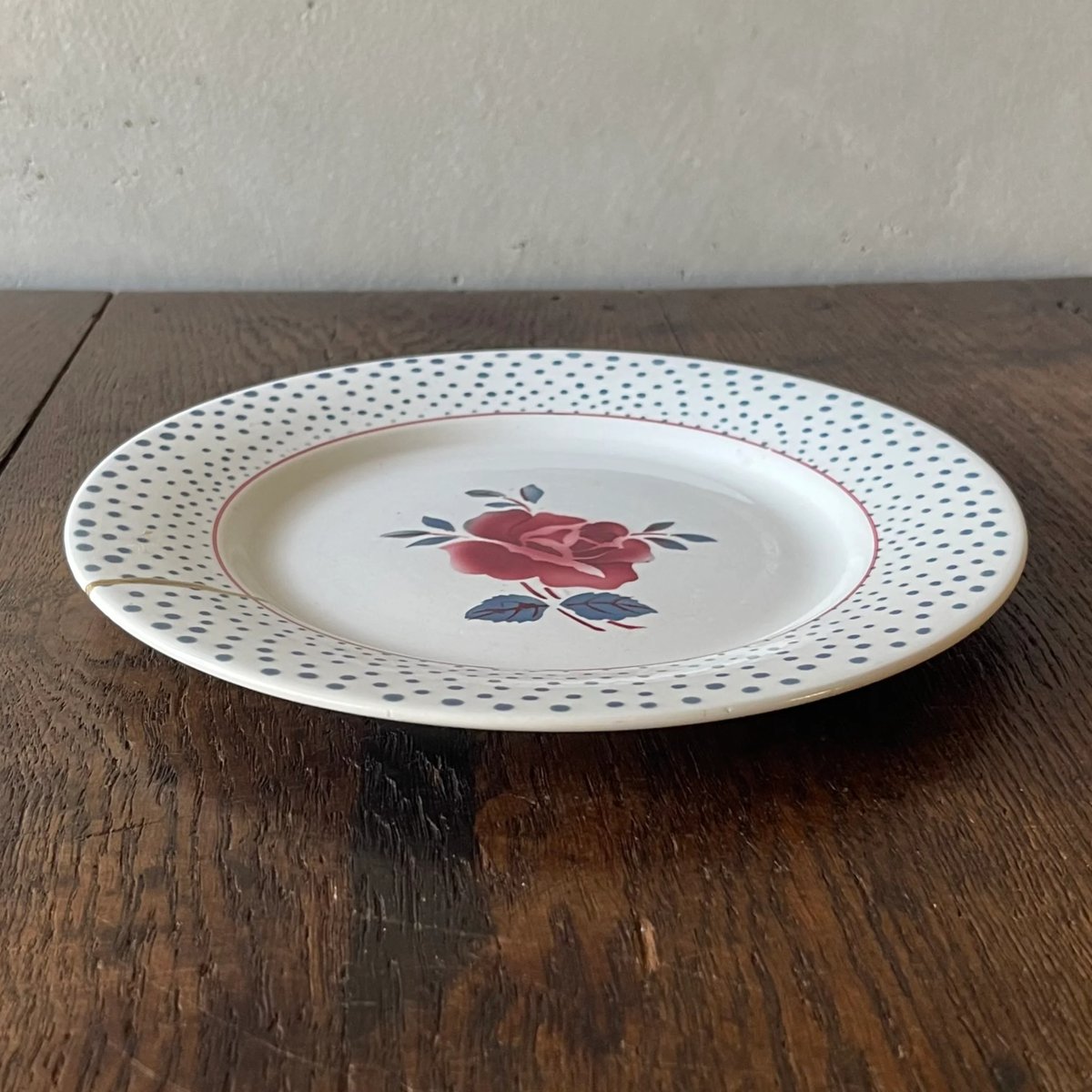 DIGOIN Sarreguemines プレート金継ぎ① 22.5㎝ フランスアンティーク