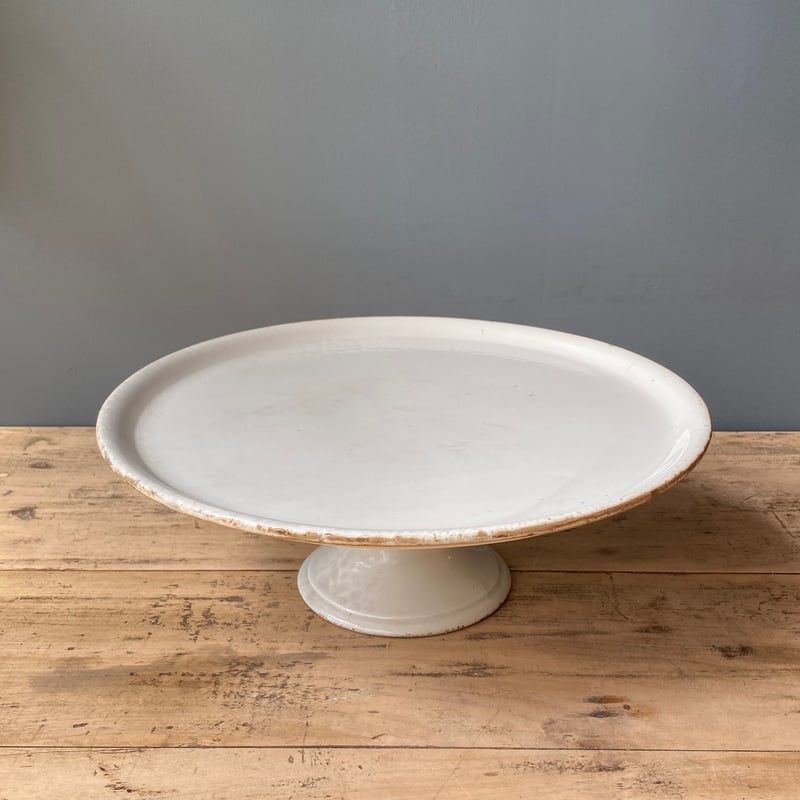 フランス　アンティークケーキスタンド　歪みあり ピューター　FRANCE フランス アンティークケーキスタンド 歪みあり ピューター