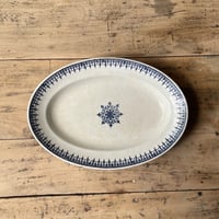 Saint Amand　ネイビー柄入りオーバルプレート　32㎝　フランスアンティーク