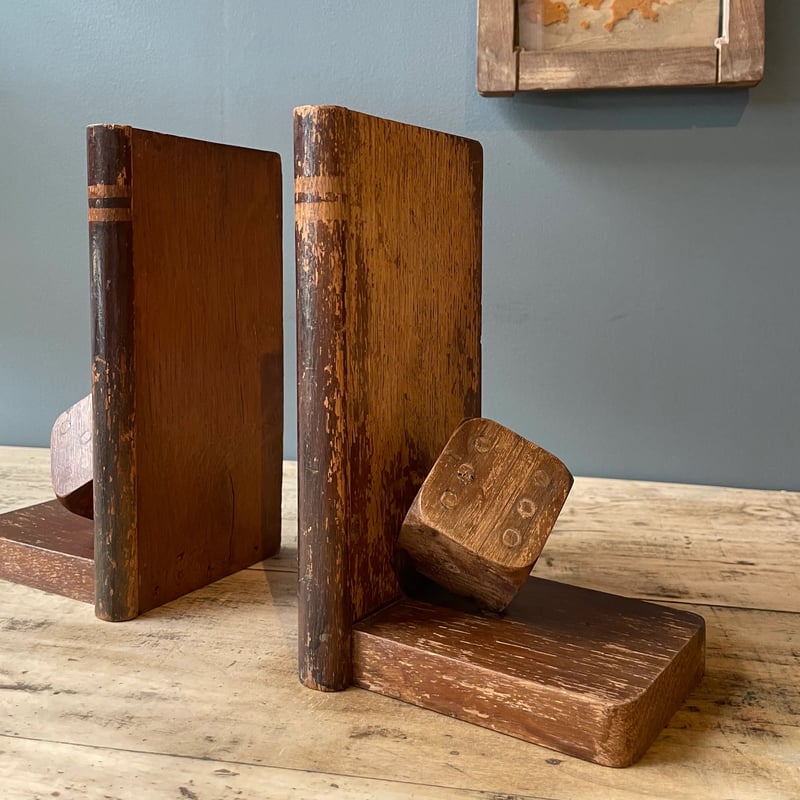 アンティーク1900年頃一点物 大型ブックエンド3kg ペア フランス製大理石台