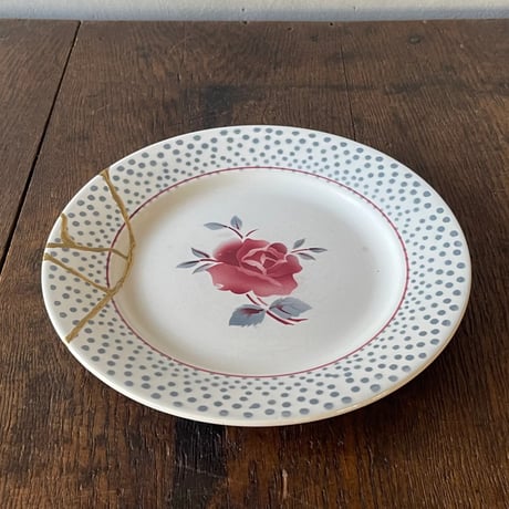 DIGOIN Sarreguemines プレート金継ぎ③　22.5㎝　フランスアンティーク