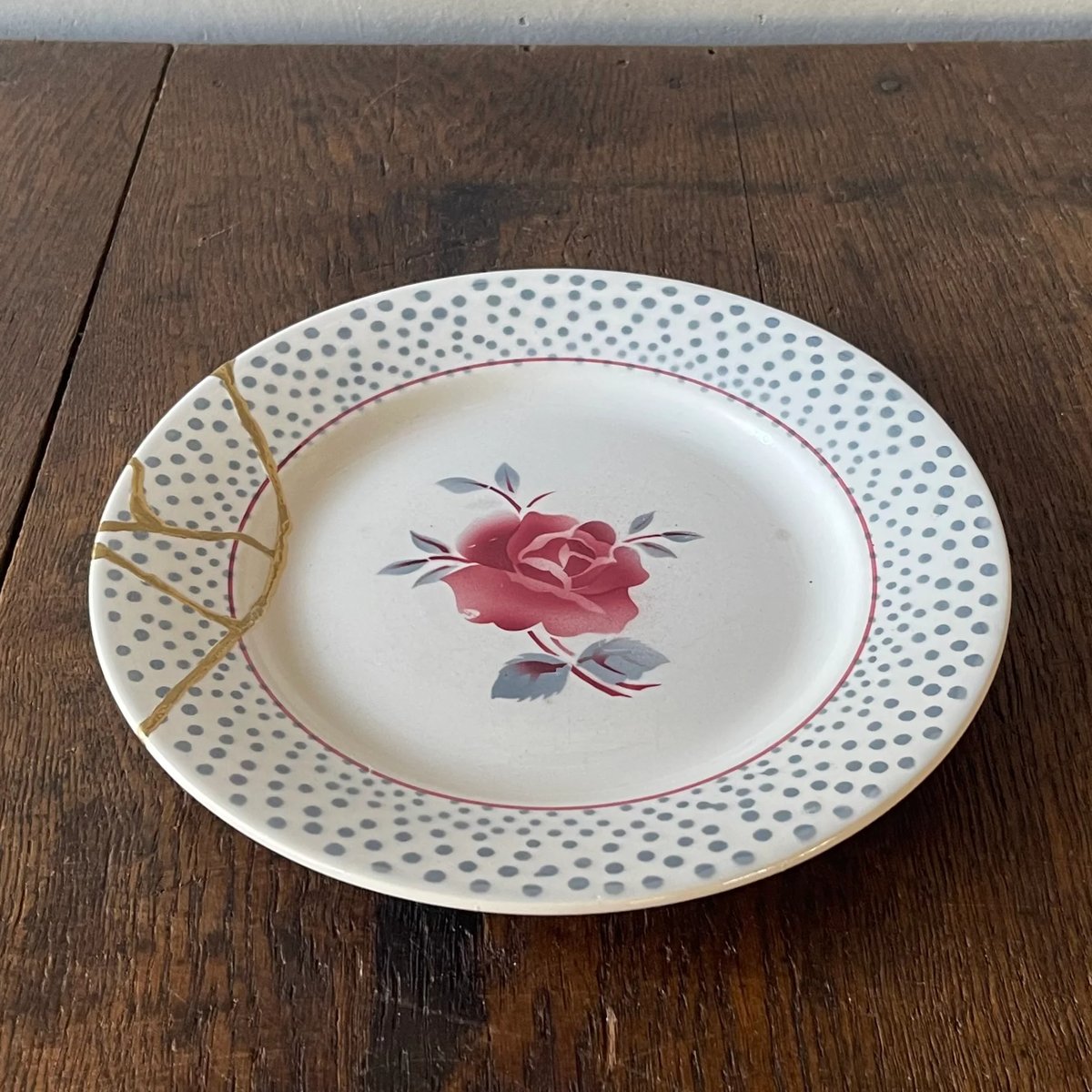 DIGOIN Sarreguemines プレート金継ぎ③ 22.5㎝ フランスアンティーク